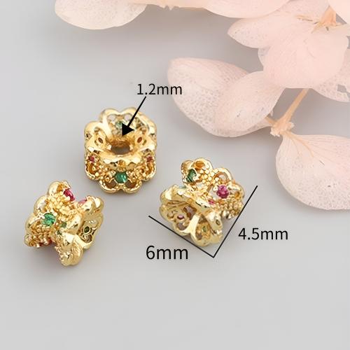 Brass Spacer Beads 18K gold plated DIY & micro pave cubic zirconia Sold By PC