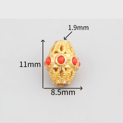 Zinc Alloy Spacer Beads with turquoise matte gold color plated DIY Sold By PC