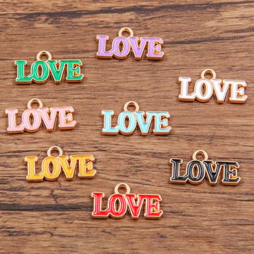 Zinc Alloy Enamel Pendants Alphabet Letter gold color plated DIY nickel lead & cadmium free Approx Sold By Bag