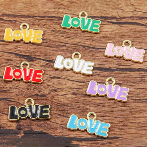 Zinc Alloy Enamel Pendants Alphabet Letter gold color plated DIY nickel lead & cadmium free Approx Sold By Bag