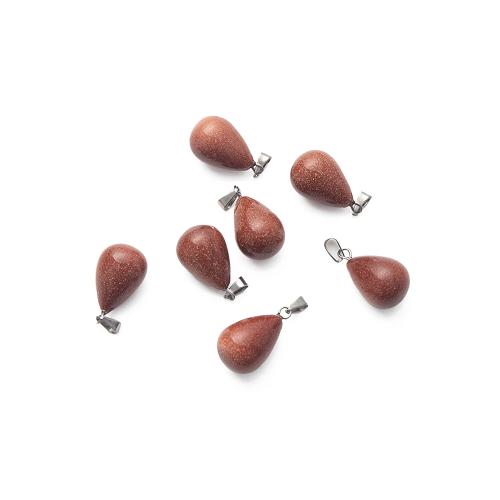 Goldstone Pendel, med Jern, Teardrop, 12x21mm, Hole:Ca. 1.5mm, 10pc'er/Bag, Solgt af Bag