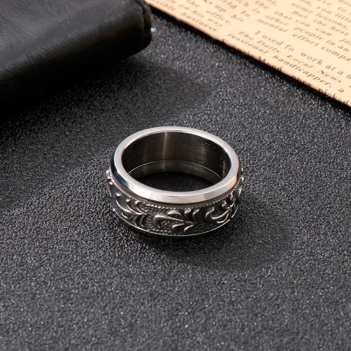 Titantium Steel Finger Ring, Titanium Steel, Kerek, galvanizált, különböző méretű a választás & az ember, több színt a választás, Által értékesített PC