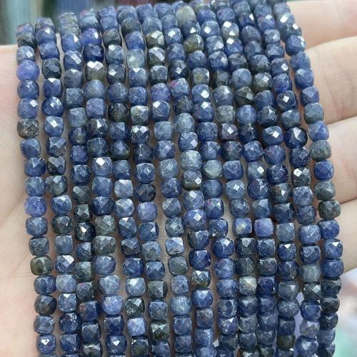 Gemstone šperky Korálky, Safír, DIY, modrý, 4mm, Prodáno za Cca 38 cm Strand