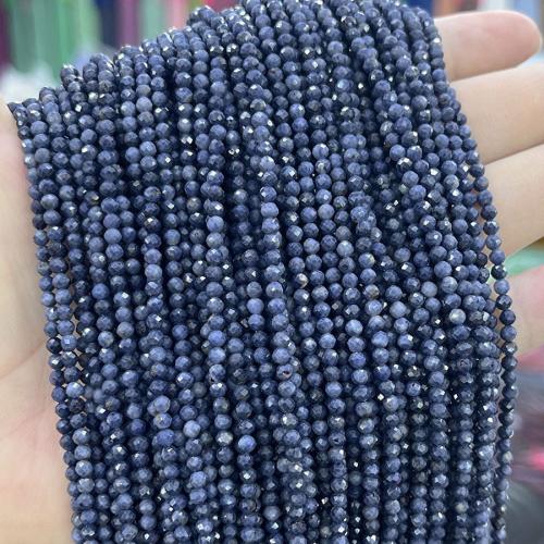 Gemstone Jewelry Beads Sapphire​ Round DIY blue Sold Per Approx 38 cm Strand