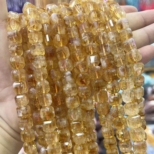 Φυσικές χάντρες Σιτρίν, Citrine, Πλατεία, DIY, κίτρινος, 10mm, Sold Per Περίπου 38 cm Strand