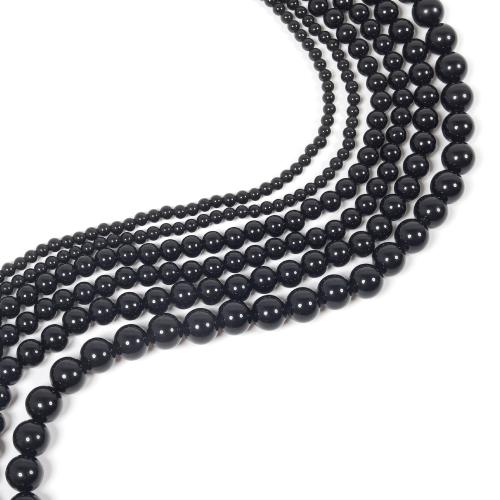 Natural Black Obsidian Beads Round DIY black Sold By Strand