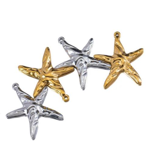 Stainless Steel Pendants 304 Stainless Steel Starfish plated DIY Sold By Bag