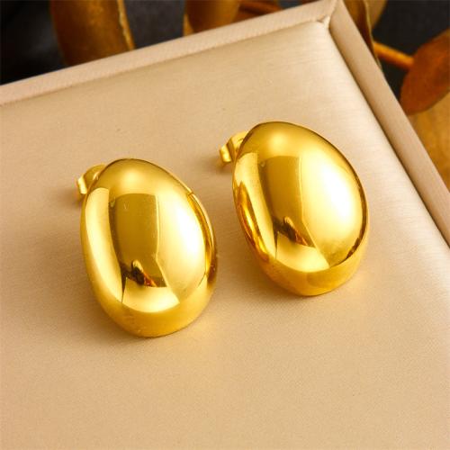 Stainless Steel Stud Earrings 304 Stainless Steel plated fashion jewelry & for woman golden Sold By Pair