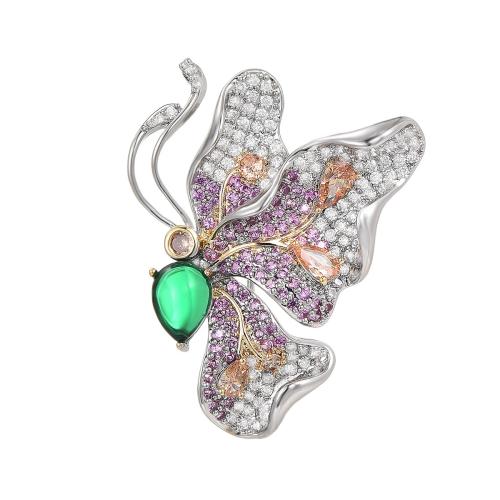 Fashion Brooch Jewelry Brass plated micro pave cubic zirconia & for woman silver color Sold By PC