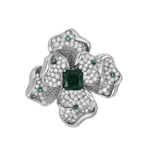 Fashion Broche Sieraden, Messing, plated, micro pave zirconia & voor vrouw, zilver, 24x25mm, Verkocht door PC