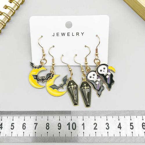 Zinc Alloy Drop Earrings plated Halloween Design & for woman & enamel Sold By Set