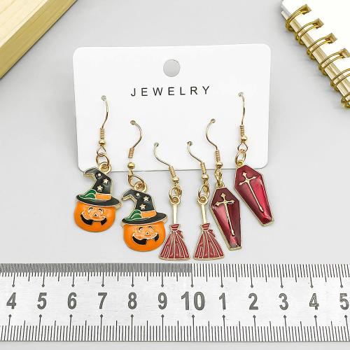 Zinc Alloy Drop Earrings plated Halloween Design & for woman & enamel Sold By Set