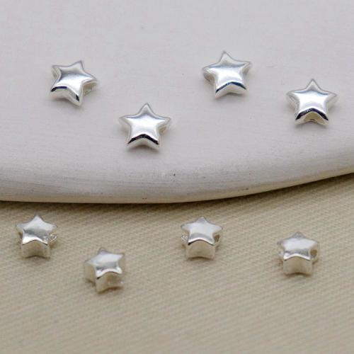 925 Sterling Silver Spacer Bead, Star, DIY & méid éagsúla do rogha, airgid, Díolta De réir PC