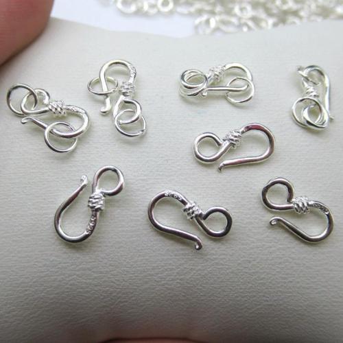 925 Sterling Silver S Hook kopča, možete DIY & različitih stilova za izbor, srebro, 13x8mm, Prodano By PC