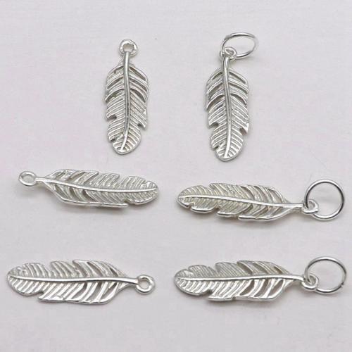 925 Sterling Silver Pendant Feather DIY silver color Sold By PC