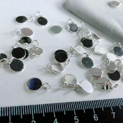 925 Sterling Silver Pendant Flat Round DIY silver color 8mm Sold By PC