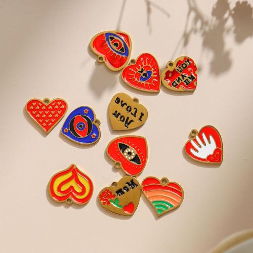 Stainless Steel Heart Pendants 304 Stainless Steel Vacuum Ion Plating DIY & enamel Approx Sold By Bag