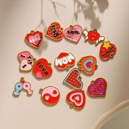 Stainless Steel Heart Pendants 304 Stainless Steel Vacuum Ion Plating & DIY & enamel Approx Sold By Bag