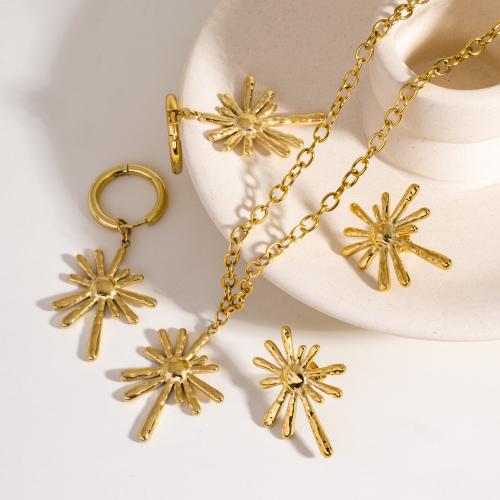 Roestvrij staal sieraden sets, Stud Oorbel & halsketting, 304 roestvrij staal, gold plated, verschillende stijlen voor de keuze & voor vrouw, meer kleuren voor de keuze, Verkocht door PC