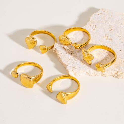 Vinger Ring in edelstaal, 304 roestvrij staal, gold plated, verschillende stijlen voor de keuze & voor vrouw, meer kleuren voor de keuze, Verkocht door PC