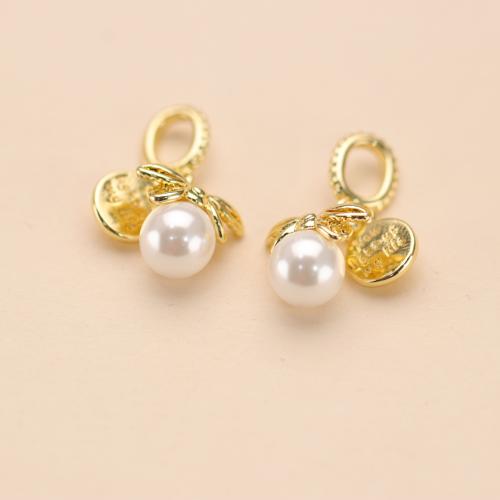 Brass Jewelry Pendants with Plastic Pearl gold color plated DIY nickel lead & cadmium free Sold By PC