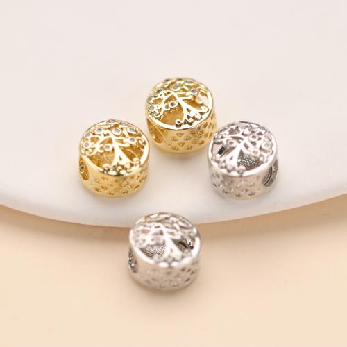 Perles cubes en laiton zircon Micro Pave, Rond, Placage de couleur d'or, DIY & pavé de micro zircon, plus de couleurs à choisir, protéger l'environnement, sans nickel, plomb et cadmium, 11.20x8.80mm, Vendu par PC