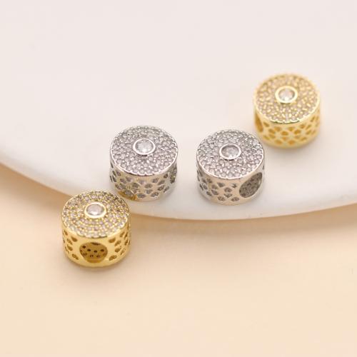 Cubic Zirconia Micro Pave Brass Beads Round plated DIY & micro pave cubic zirconia nickel lead & cadmium free Sold By PC