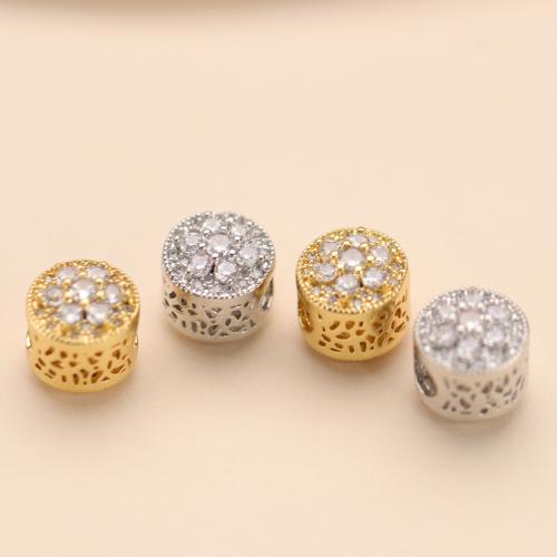 Cubic Zirconia Micro Pave Brass Beads Round plated DIY & micro pave cubic zirconia nickel lead & cadmium free Sold By PC