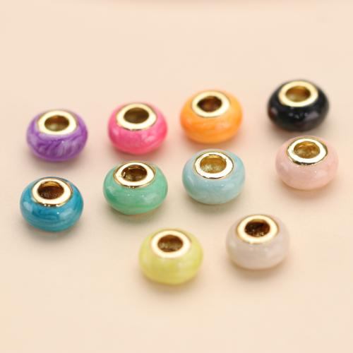 Brass Jewelry Beads Round gold color plated DIY & enamel nickel lead & cadmium free Sold By PC