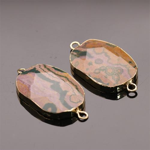 Gemstone Connector Zebra Jasper gold color plated DIY & 1/1 loop Sold By PC