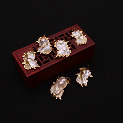 Shell Pendants Goldfish gold color plated DIY Sold By PC