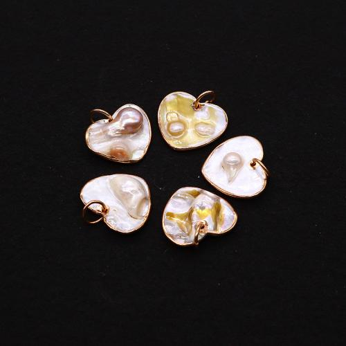 Shell Pendler, Heart, guldfarve belagt, du kan DIY, 21x24mm, Solgt af PC