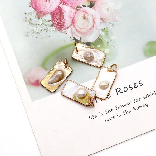 Shell Pendants Rectangle gold color plated DIY Sold By PC