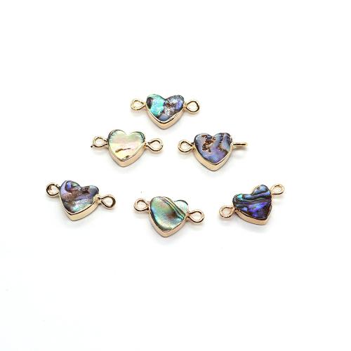 Shell Connector Abalone Shell Heart gold color plated DIY & 1/1 loop Sold By PC