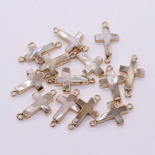 Shell Connector Cross gold color plated DIY & 1/1 loop Sold By PC