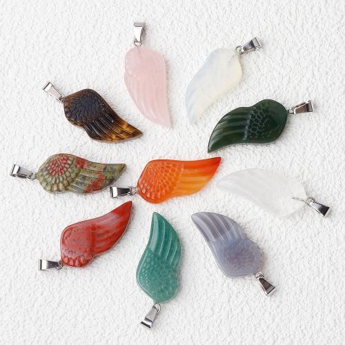 Gemstone Pendants Jewelry Natural Stone Wing Shape DIY Sold By PC