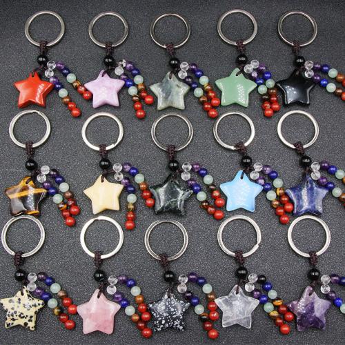 Sleutelhanger, Natuursteen, met Zinc Alloy, Ster, mode sieraden & verschillende materialen voor de keuze, meer kleuren voor de keuze, Verkocht door PC