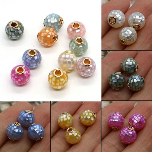 Naturlig Freshwater Shell Perler, Mosaic Shell, med Zinc Alloy, du kan DIY, flere farver til valg, 10mm, Hole:Ca. 2mm, Solgt af PC