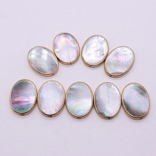 Natural Freshwater Shell Beads with Zinc Alloy Oval DIY mixed colors Sold By PC