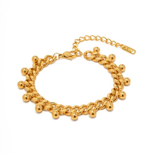 Bijoux bracelet en acier inoxydable, Acier inoxydable 304, avec 6cm chaînes de rallonge, Plaqué or 18K, bijoux de mode & pour femme, Longueur 15 cm, Vendu par paire