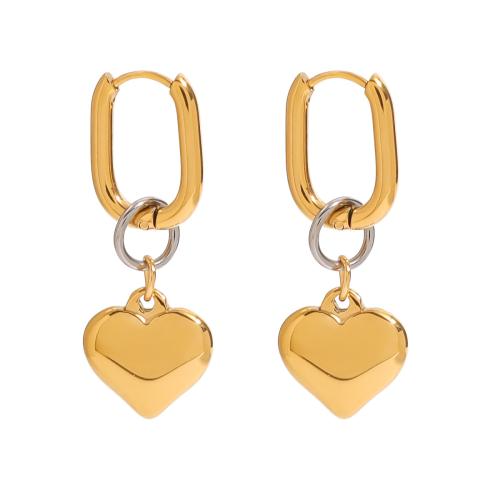 Stainless Steel Lever Back Earring 304 Stainless Steel Heart plated fashion jewelry & for woman & two tone Sold By Pair