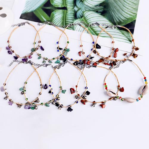 Zinc Alloy Anklet with Rafidah Grass & Natural Stone handmade fashion jewelry & for woman Sold By PC