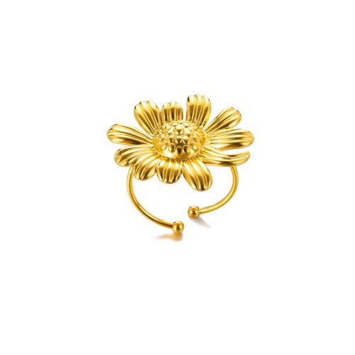 Stainless Steel Finger Ring 304 Stainless Steel Flower plated fashion jewelry & Unisex golden Sold By PC