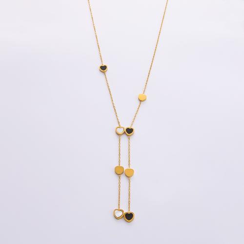 Stainless Steel Jewelry Necklace 304 Stainless Steel 18K gold plated & for woman & with rhinestone Sold By PC