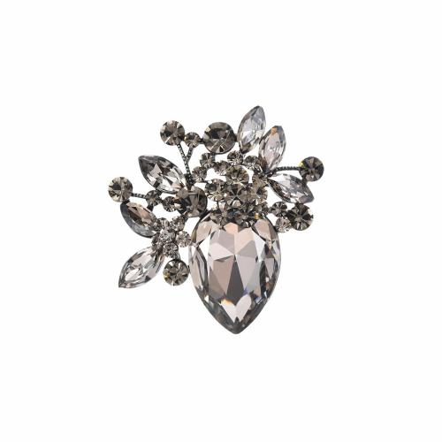 Crystal broche, Messing, met Oostenrijks kristal, mode sieraden & voor vrouw, zilver, 42x41mm, Verkocht door PC