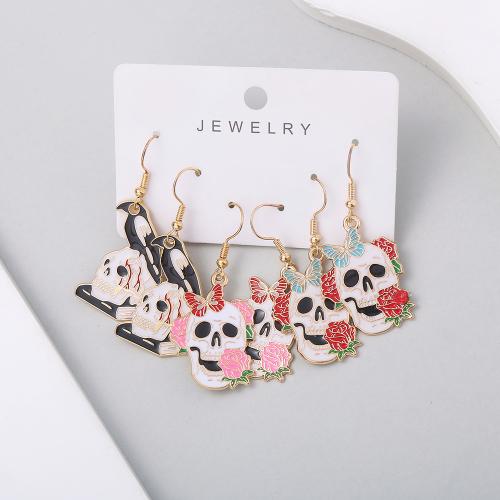 Zinc Alloy Drop Earrings plated for woman & enamel Sold By Set