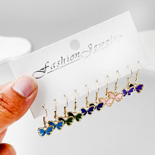 Zinc Alloy Drop Earrings Butterfly plated for woman & enamel Sold By Set