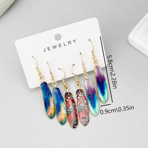 Zinc Alloy Drop Earrings plated for woman & enamel Sold By Set