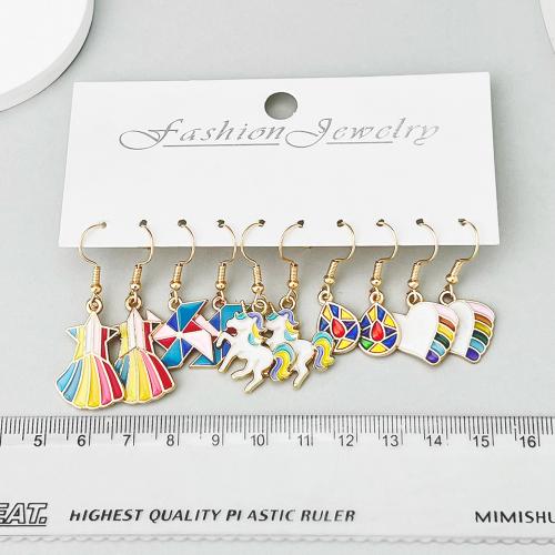 Zinc Alloy Drop Earrings plated for woman & enamel Sold By Set