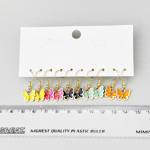 Zinc Alloy Drop Earrings Butterfly plated for woman & enamel Sold By Set